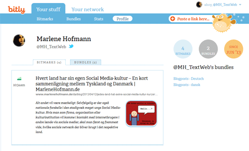 Auf Bitly kann man interessante Links als Lesezeichen verwalten und - vorausgesetzt man verwendet den dort entstandenen Shortlink - erhält eine Statistik über Zugriffe auf diese Links.